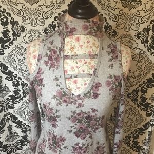 Cutout Shoulder Top with 3/4 Sleeves